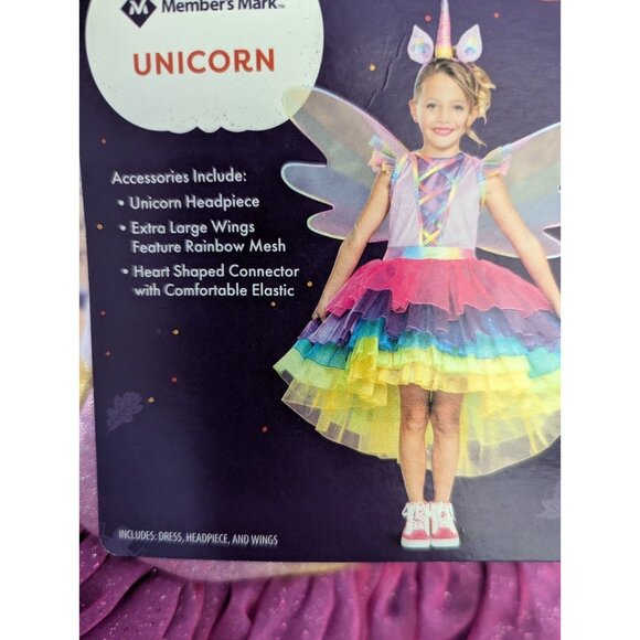 NWT Member's Mark Girl's Unicorn Costume With Wings and Head Accessory Sz S 4-6 - Picture 2 of 5